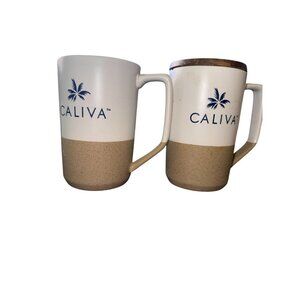 Caliva Ceramic Mug Set Of 2 With 1 Wooden Lid
